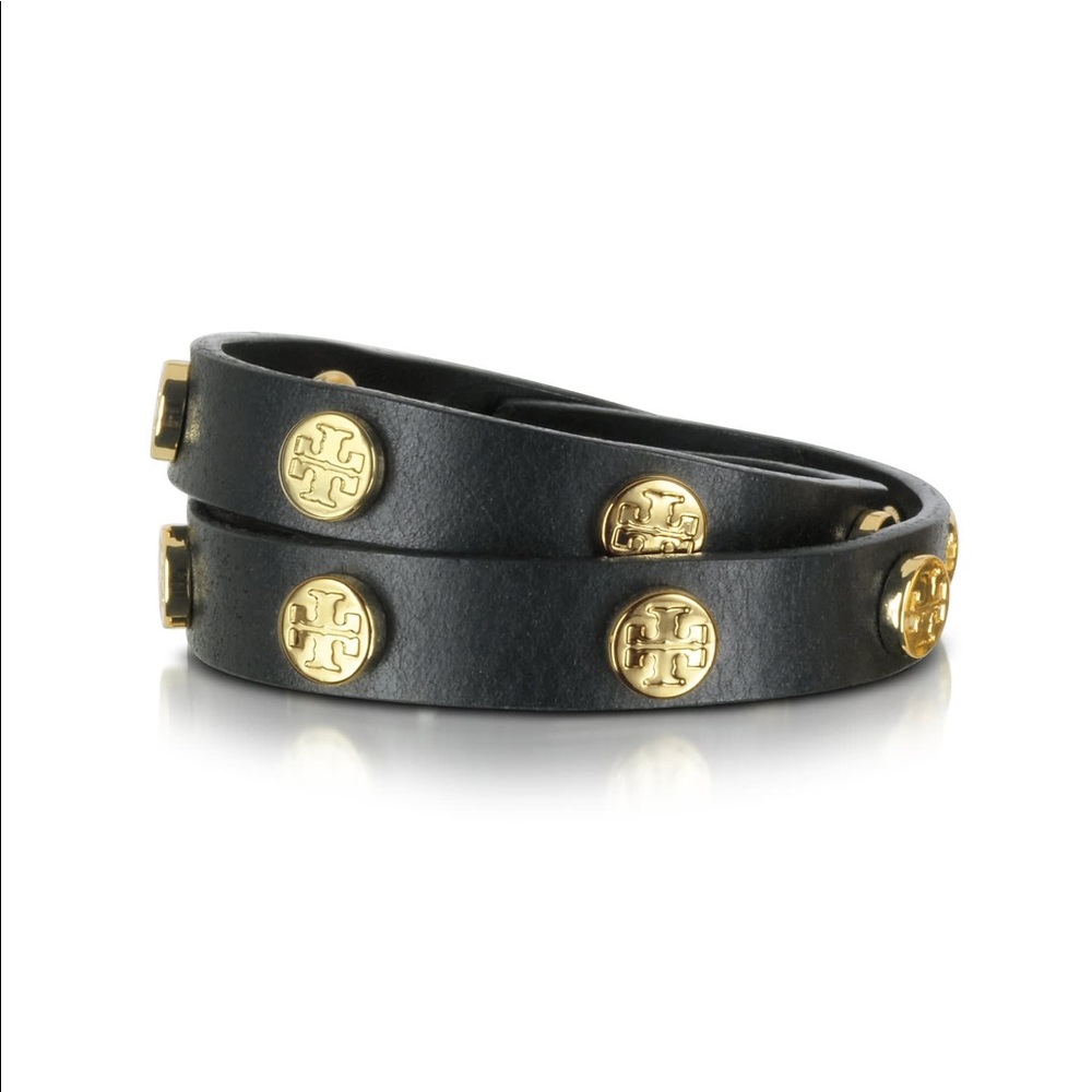 Tory Burch Bracelet Double Wrap Logo Leather